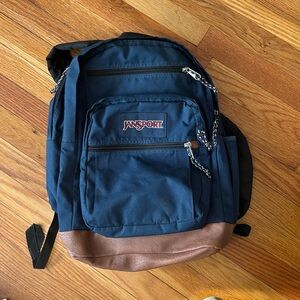 Jansport Navy Blue and Brown Backpack